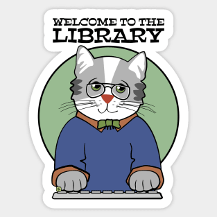 Library Welcome Librarian Cat Man Sticker